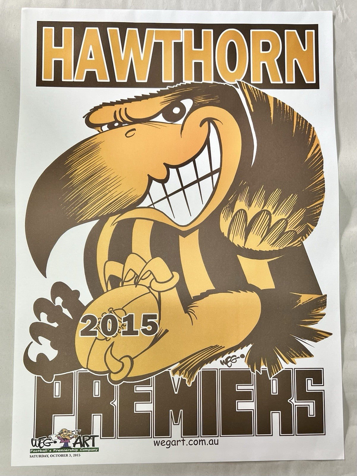 2015 Hawthorn Hawks Weg Art Premiers Poster