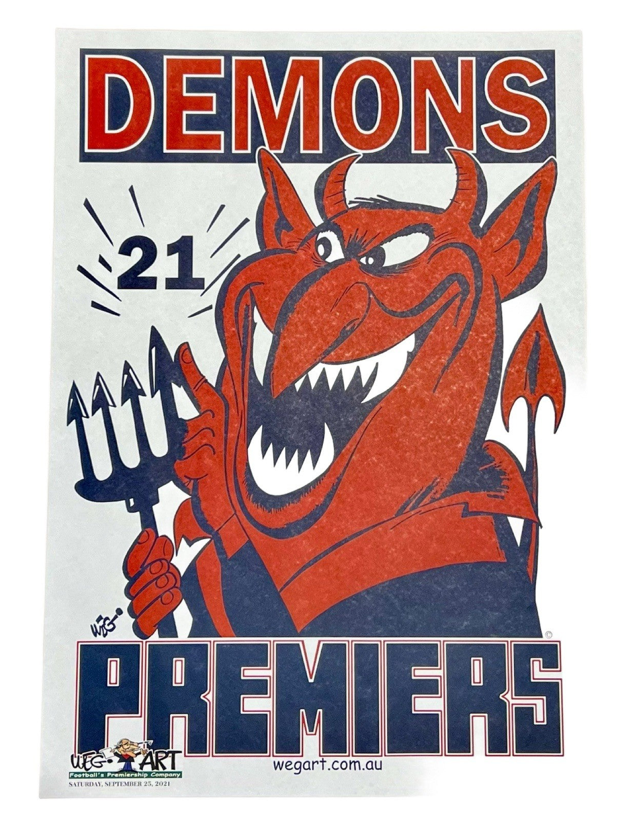 2021 Melbourne Demons Weg Art Premiers Poster