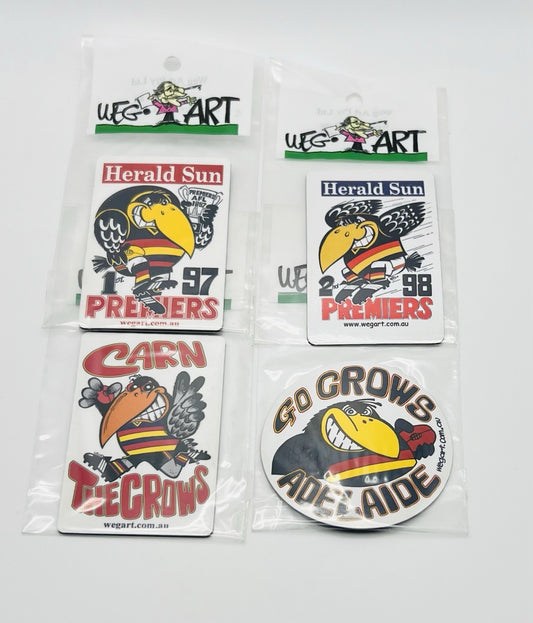 WEG WegArt Full Set Of 4 Premiers & Supporters Fridge Magnets - Adelaide Crows