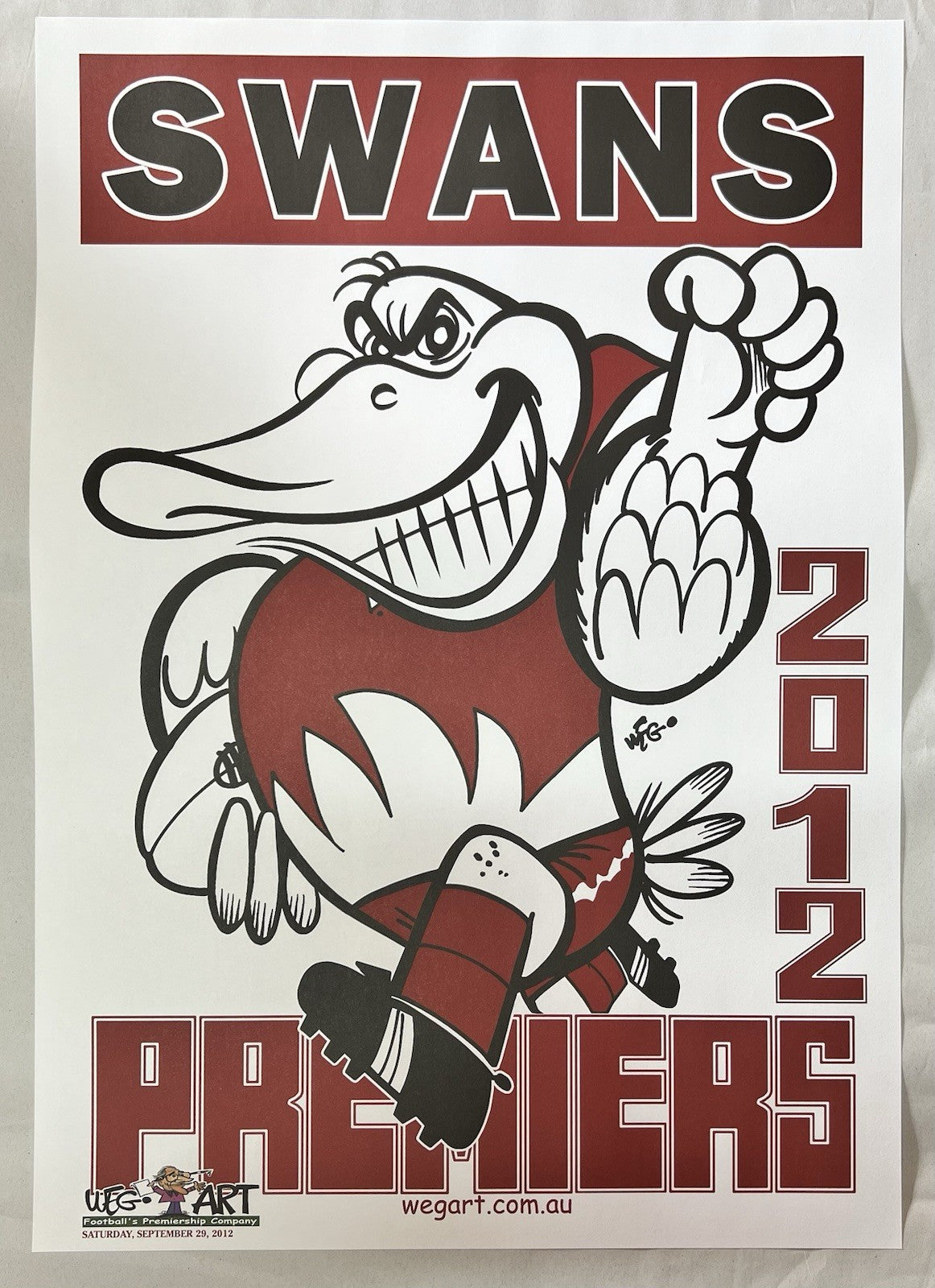 2012 Sydney Swans Weg Art Premiers Poster