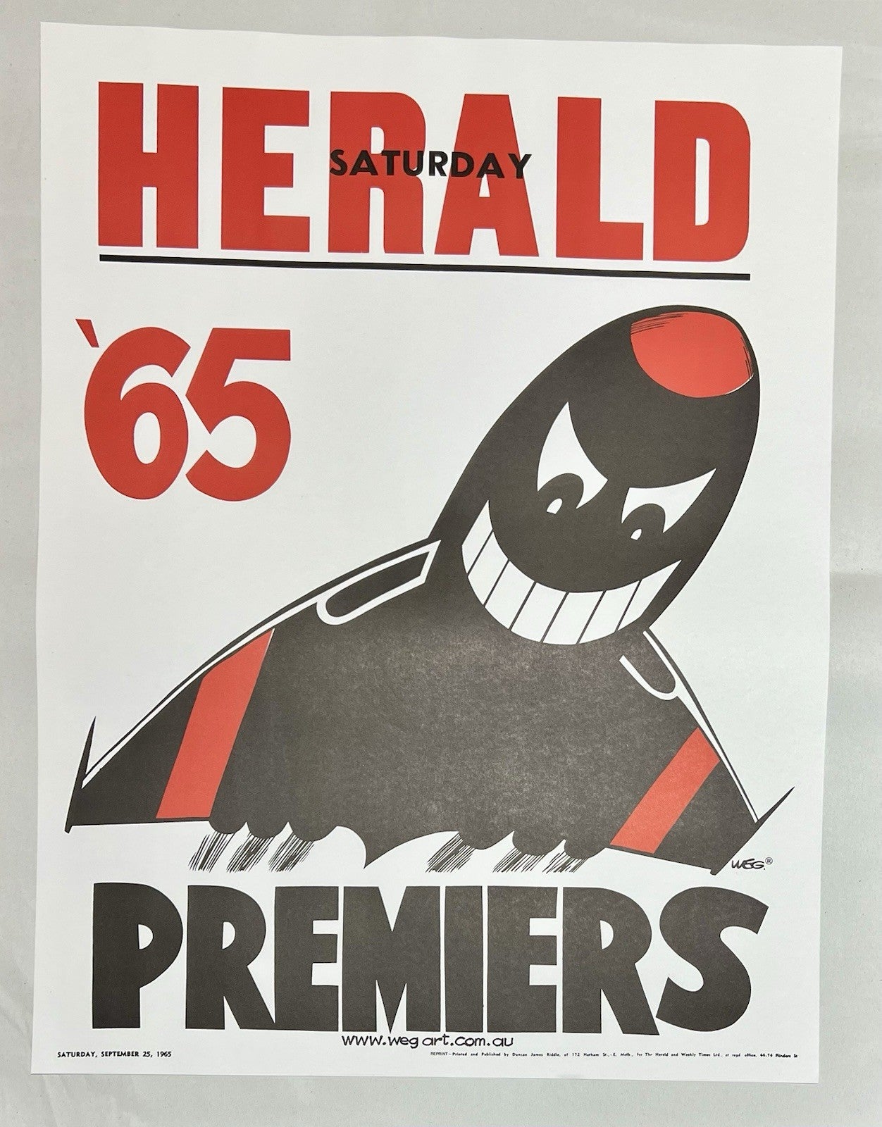 1962 & 1965 Essendon Bombers WEG Premiers Posters - REPRINTS