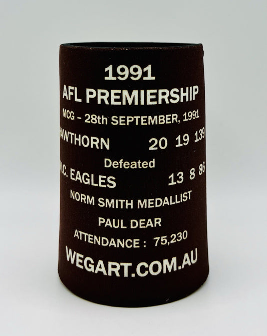 WegArt WEG Premiers Stubby Holder Can Cooler - Hawthorn Hawks 1991