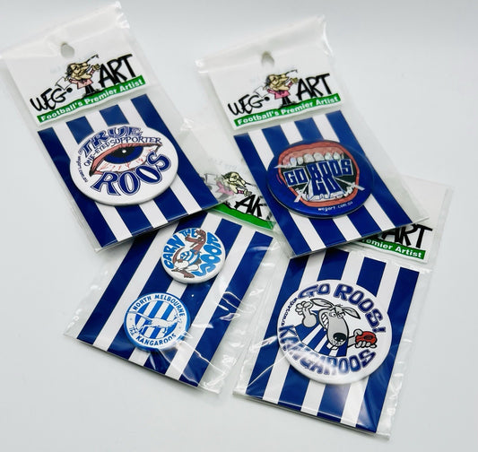 WegArt “Go Roos Go” Button Badge North Melbourne Kangaroos