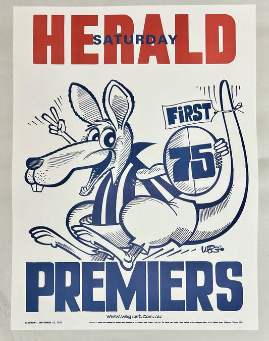 1975 & 1977 North Melbourne Kangaroos WEG Premiers Posters - REPRINTS