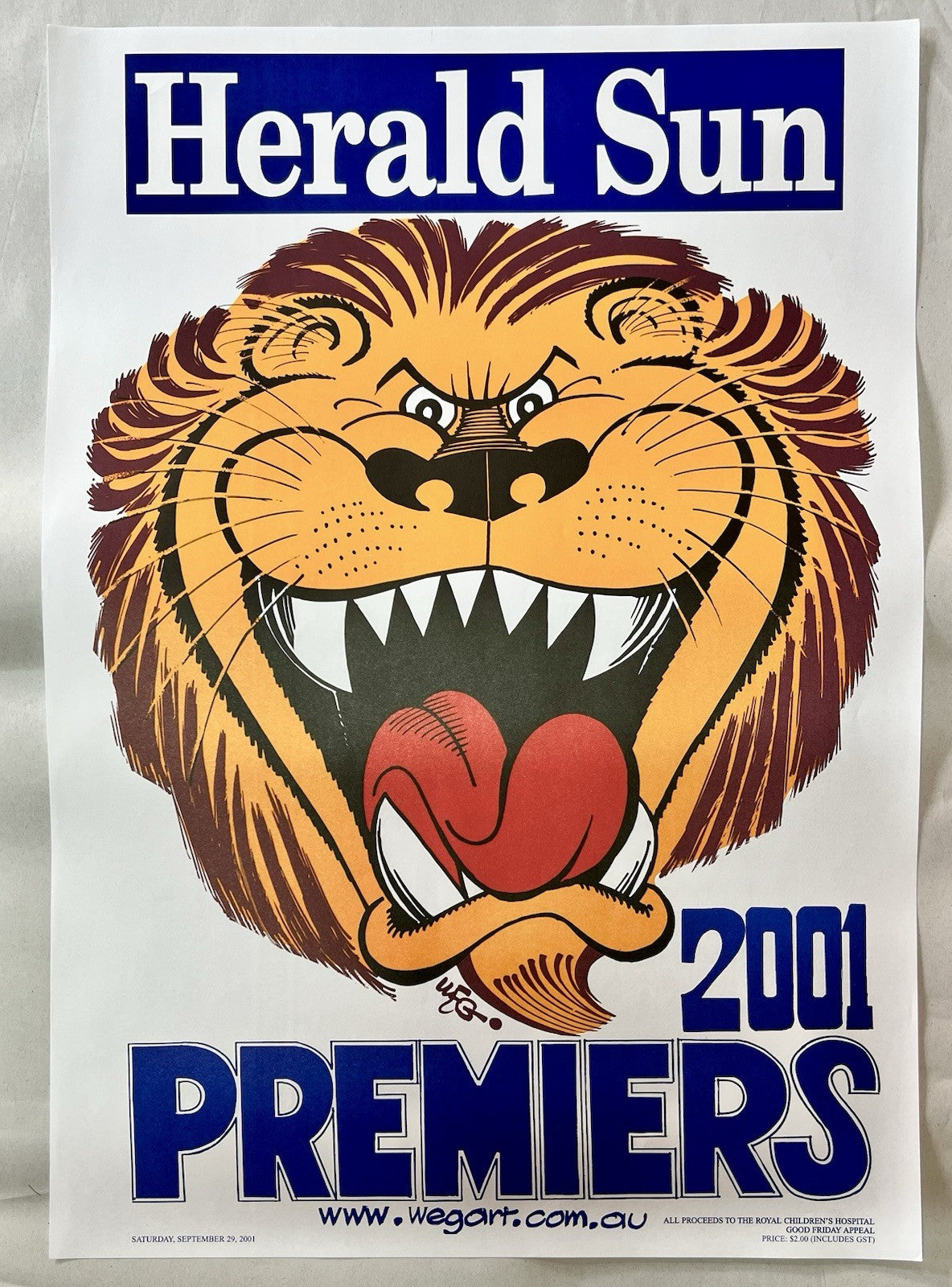 2001 Brisbane Lions WEG / Herald Sun Premiers Poster