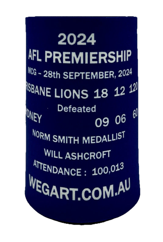 WegArt WEG Premiers Stubby Holder Can Cooler - Brisbane Lions 2024