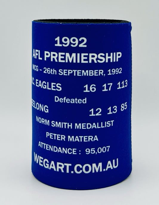 WegArt WEG Premiers Stubby Holder Can Cooler - West Coast Eagles 1992