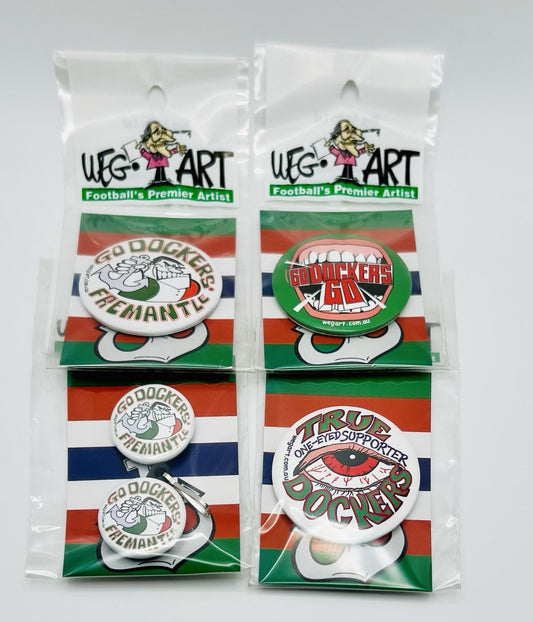 WegArt “Go Dockers Go” Button Badge Fremantle Dockers