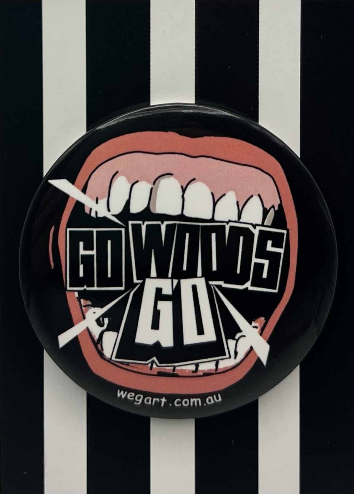 WegArt Retro Button Badge “Go Woods Go” Collingwood Magpies