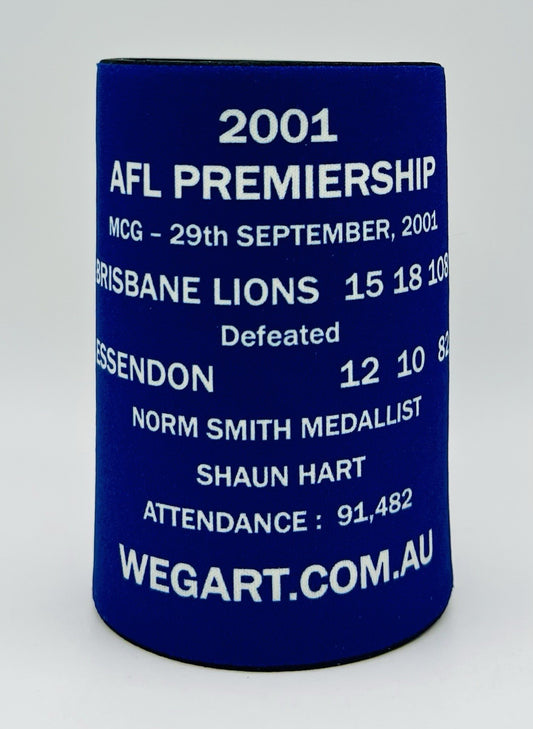 WegArt WEG Premiers Stubby Holder Can Cooler - Brisbane Lions 2001