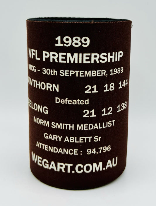 WegArt WEG Premiers Stubby Holder Can Cooler - Hawthorn Hawks 1989
