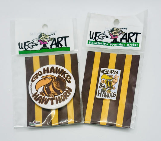 WegArt “Carn The Hawks” Metal Lapel Badge Hawthorn Hawks
