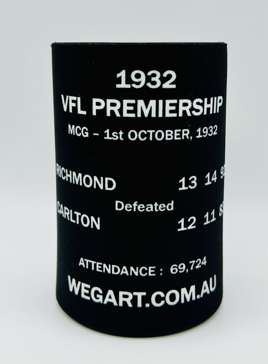 WegArt WEG Premiers Stubby Holder Can Cooler - Richmond Tigers 1932