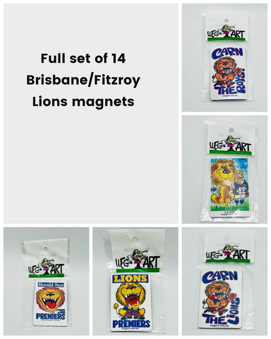 WEG WegArt Full Set Of 14 Premiers & Supporters Magnets - Brisbane/Fitzroy Lions