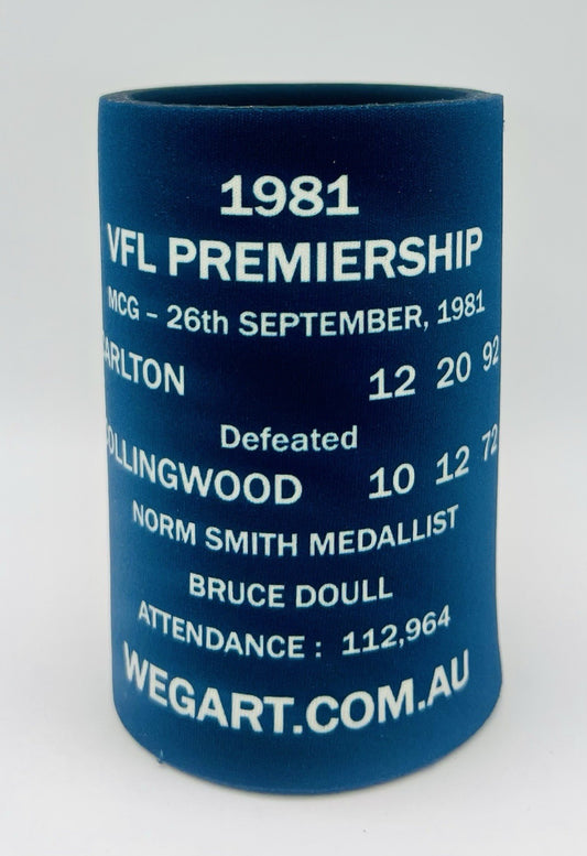 WegArt WEG Premiers Stubby Holder Can Cooler - Carlton Blues 1981