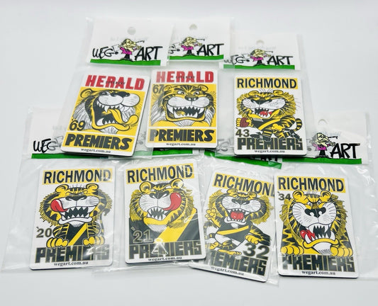 WEG WegArt Full Set Of 17 Premiers & Supporters Fridge Magnets - Richmond Tigers