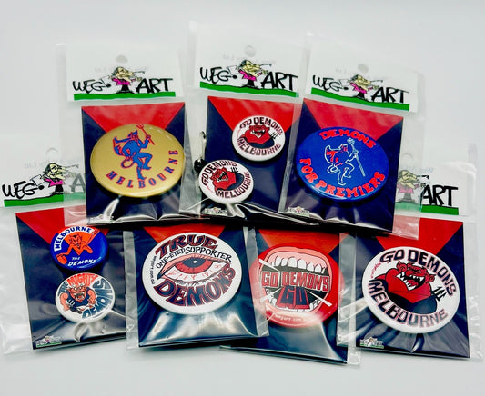 WegArt Twin Pack Button Badge & Zipper Pull / Bag Tag Mighty Melbourne Demons