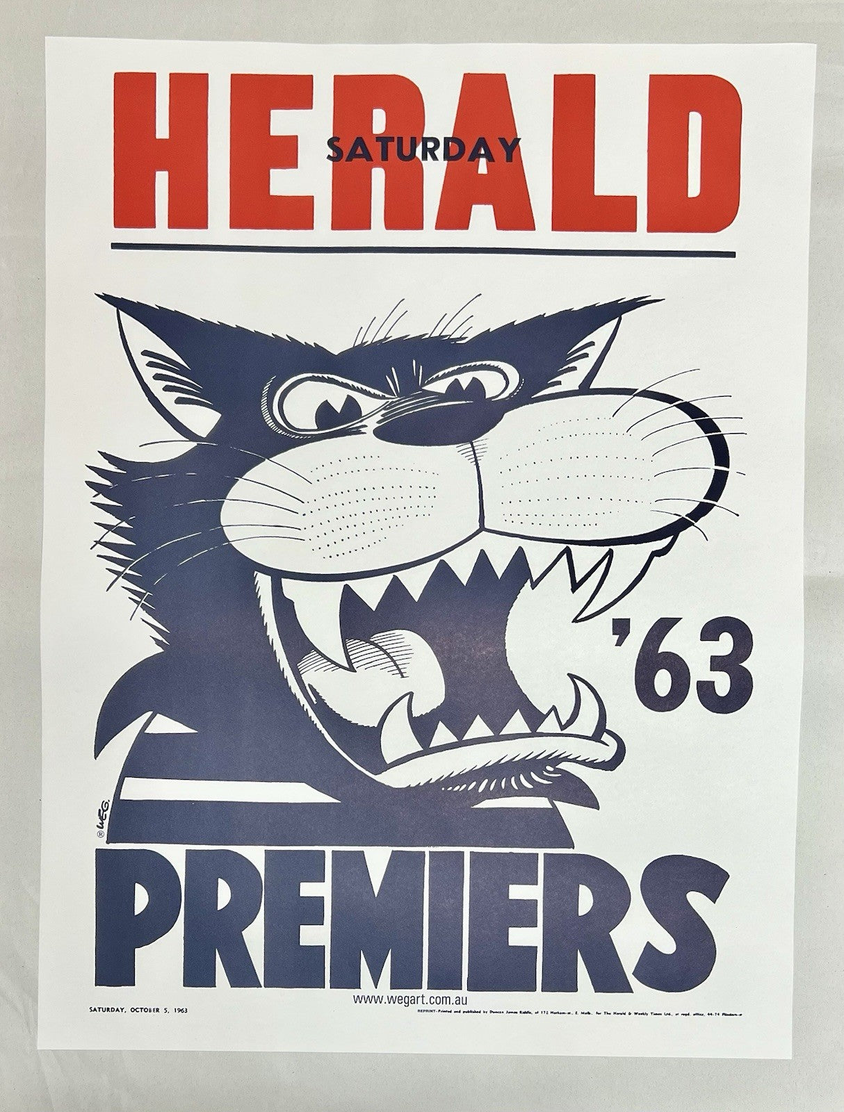 1963 Geelong Cats WEG Premiers Poster - REPRINT