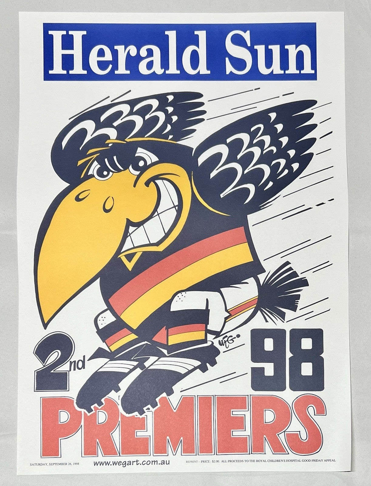 1998 Adelaide Crows WEG Premiers Poster - REPRINT
