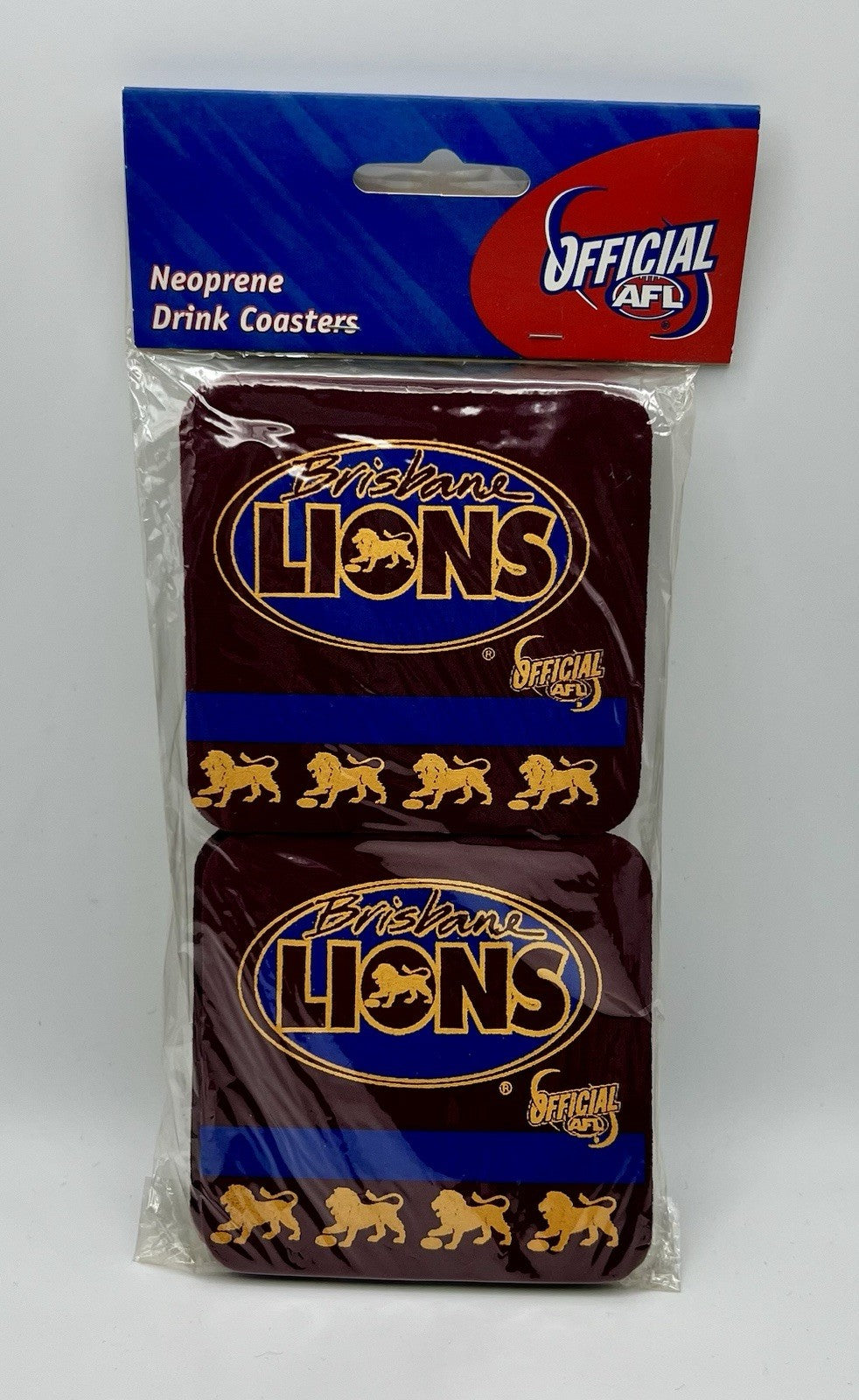 Vintage AFL Neoprene Drink Coasters Set Of Four - Brisbane Lions