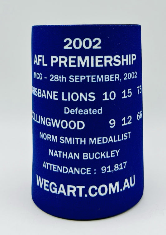 WegArt WEG Premiers Stubby Holder Can Cooler - Brisbane Lions 2002