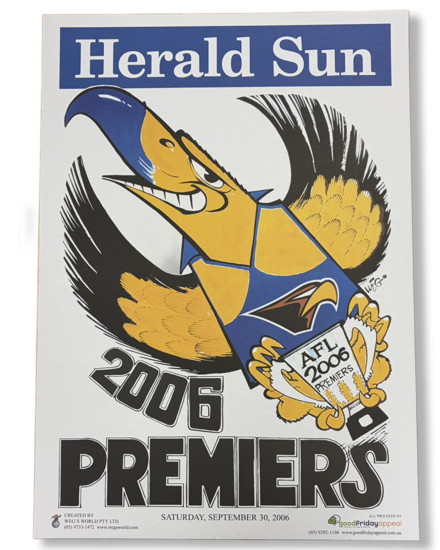 WCE 1992, 1994 & 2006 original WEG Herald Sun Premiers Posters