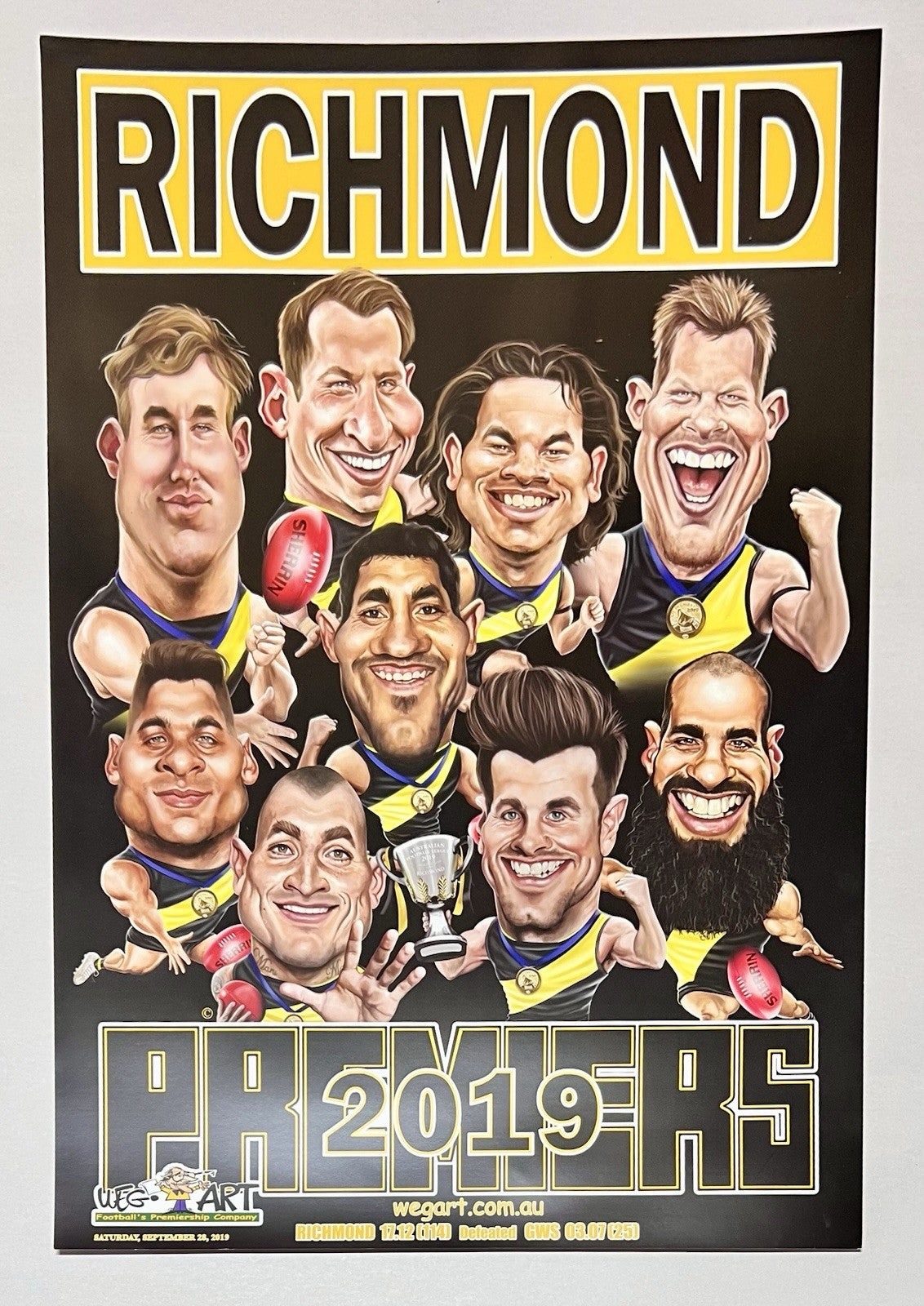 2017, 2019 & 2020 Richmond Tigers WEG WegArt Premiers Black Posters Plus Bonus