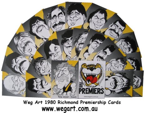 1980 Richmond Weg Art Premiership card set Includes POST IN AUST