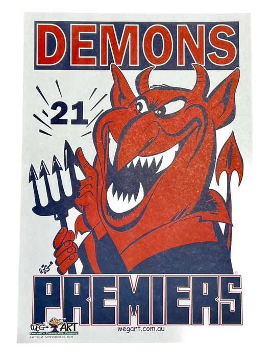 2021 Melbourne Demons Weg Art Premiers Poster