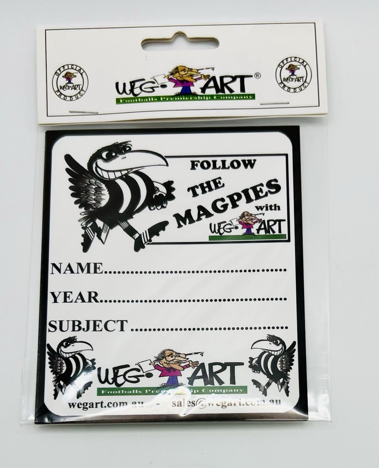 WegArt School Book Stickers Set Of 6 Labels - Collingwood Magpies