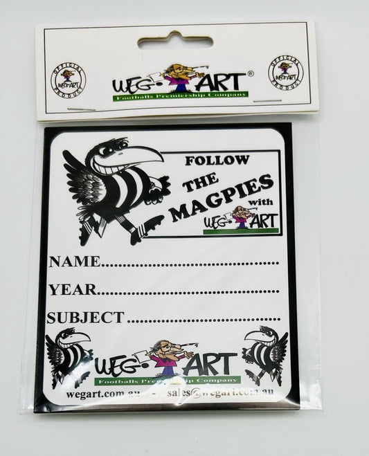 WegArt School Book Stickers Set Of 6 Labels - Collingwood Magpies