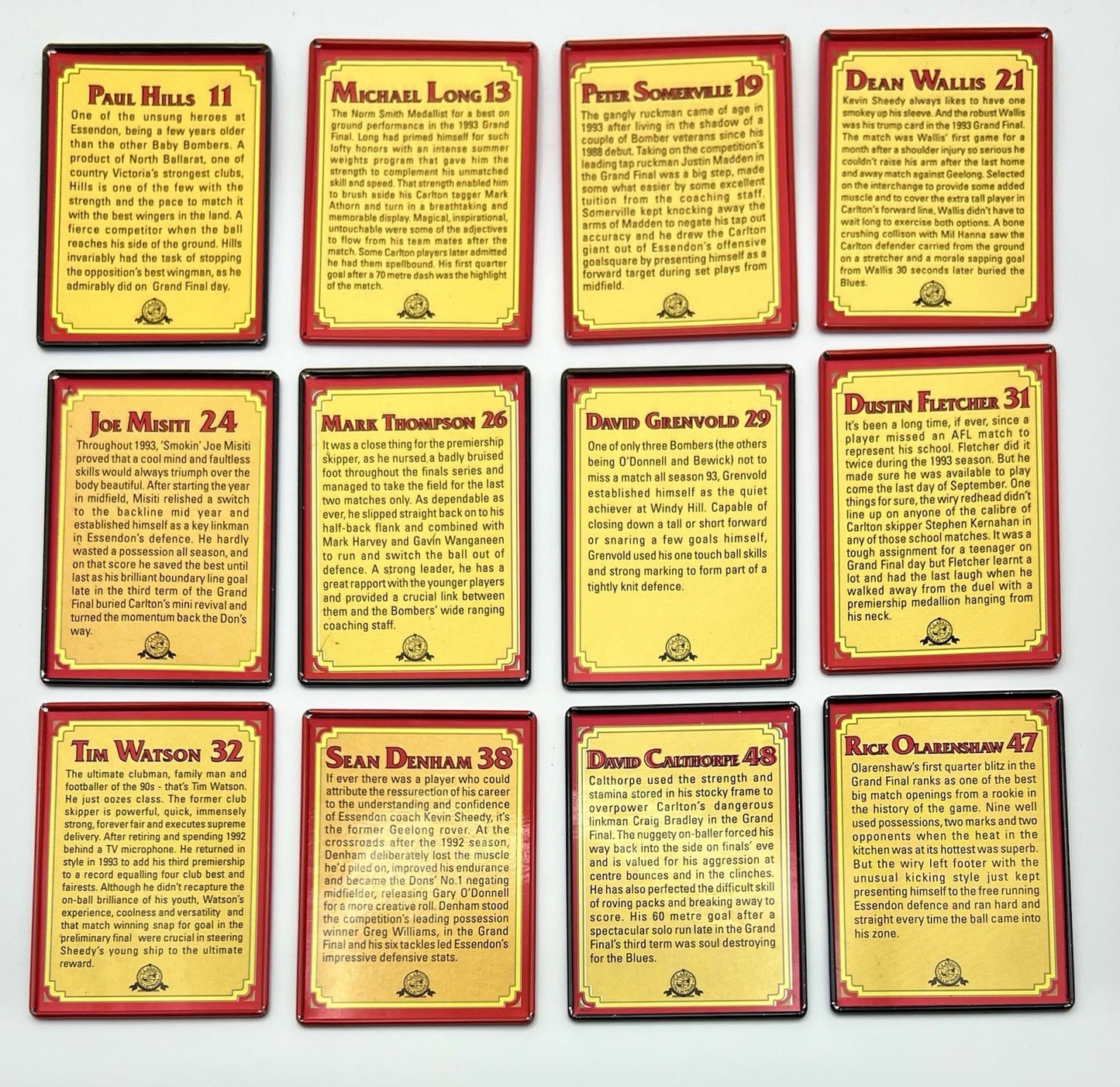 Essendon 1993 AFL Premiership Commemorative Metal Card Tin Set ( 21 Metal Cards)