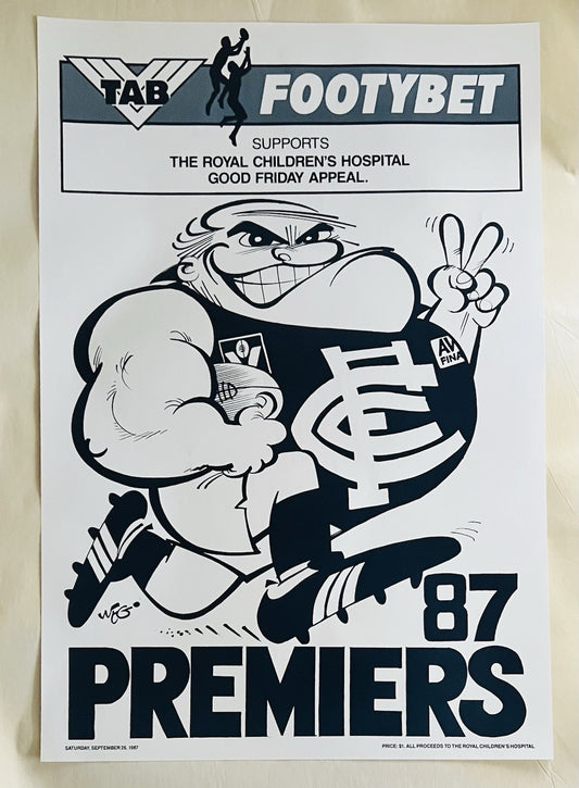 1987 Carlton Blues WEG Premiers Poster - MINT Condition Original