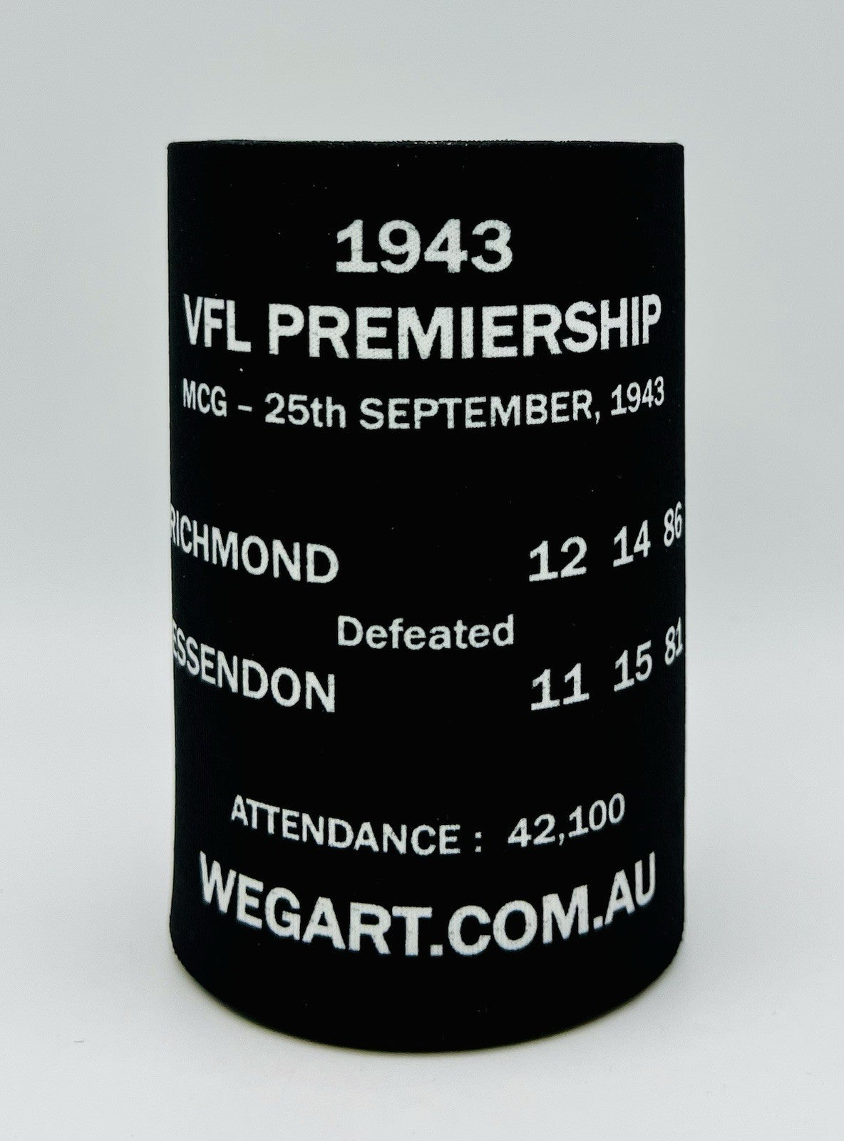 WegArt WEG Premiers Stubby Holder Can Cooler - Richmond Tigers 1943