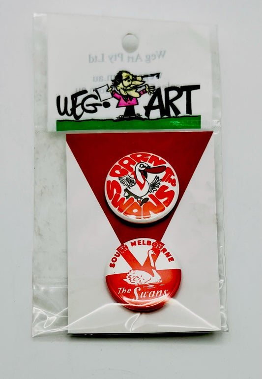 WegArt Twin Pack Button Badge & Zipper Pull / Bag Tag South Melbourne Swans