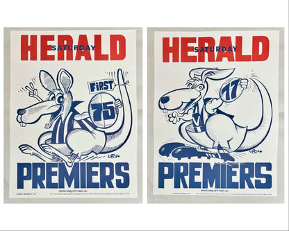 1975 & 1977 & 1996 North Melbourne Kangaroos WEG Premiers Posters - REPRINTS