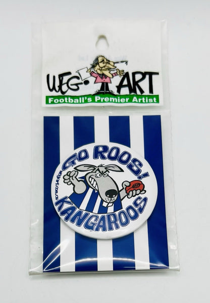 WegArt “Go Roos” Button Badge North Melbourne Kangaroos