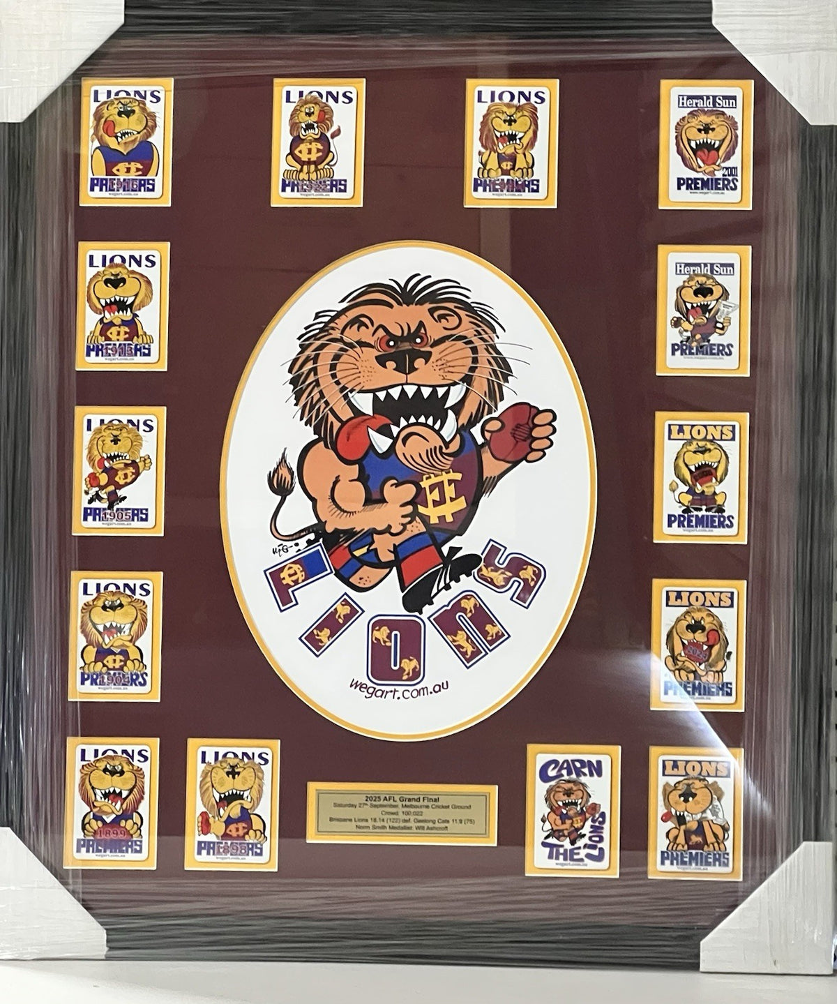 Framed 2025 Brisbane Lions Premiers Magnet Set With Plaque  WEG WegArt
