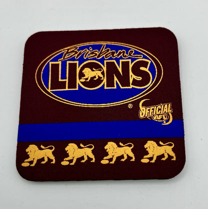 Vintage AFL Neoprene Drink Coasters Set Of Four - Brisbane Lions