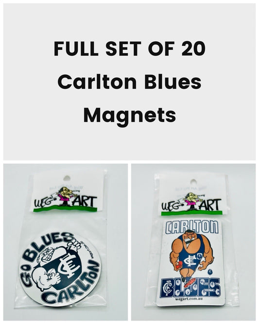 WEG WegArt Full Set Of 20 Premiers & Supporters Fridge Magnets - Carlton Blues