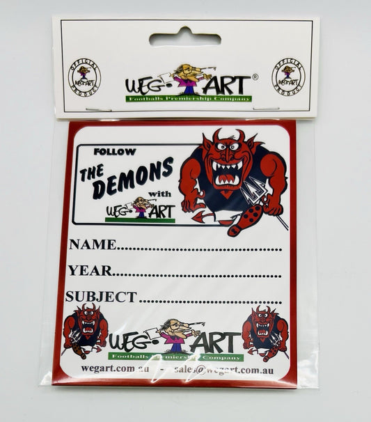 WegArt School Book Stickers Set Of 6 Labels - Melbourne Demons