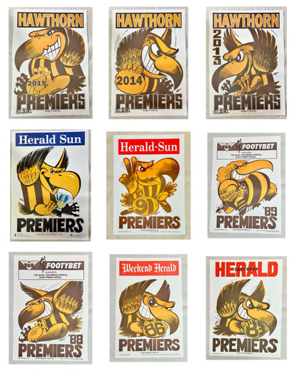 Hawthorn Hawks WEG WegArt Premiers Posters 1961-91 REPRINTS 2008-15 ORIGINALS