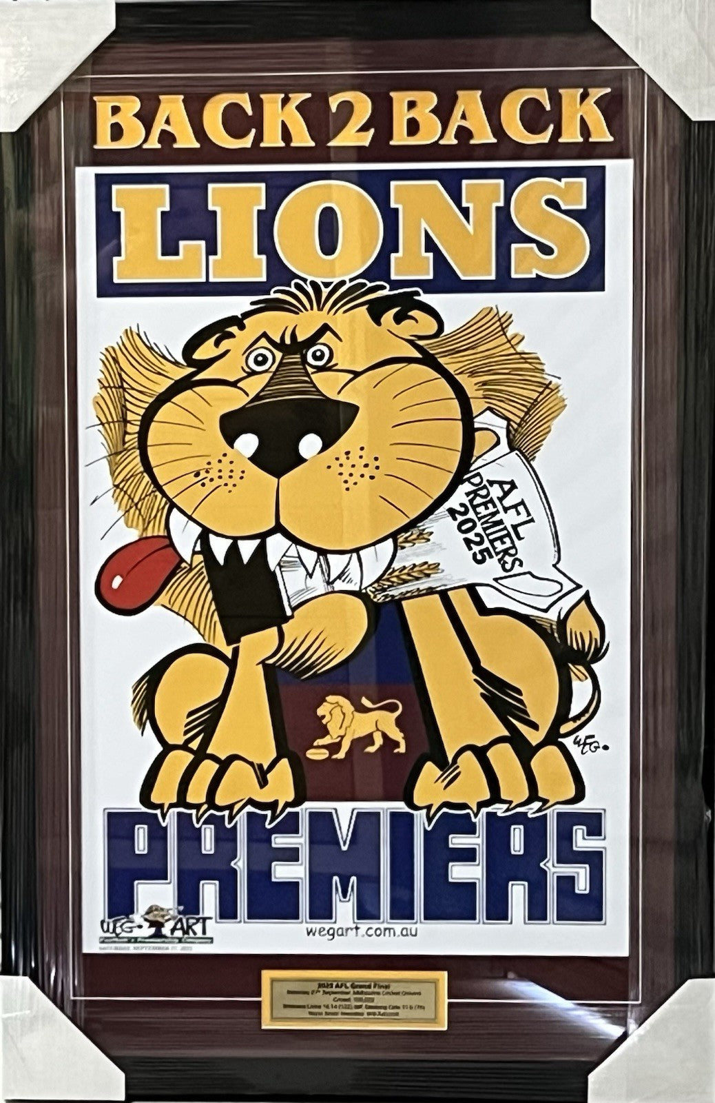 Framed 2025 Brisbane Lions Premiers Poster  WEG WegArt
