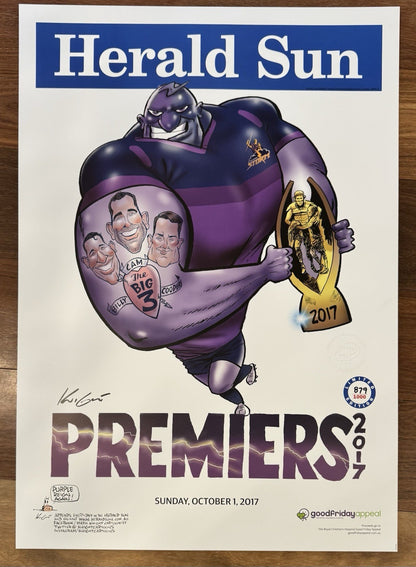 2017 Melbourne Storm Limited Edition Premiers Poster Herald Sun #879 of 1000
