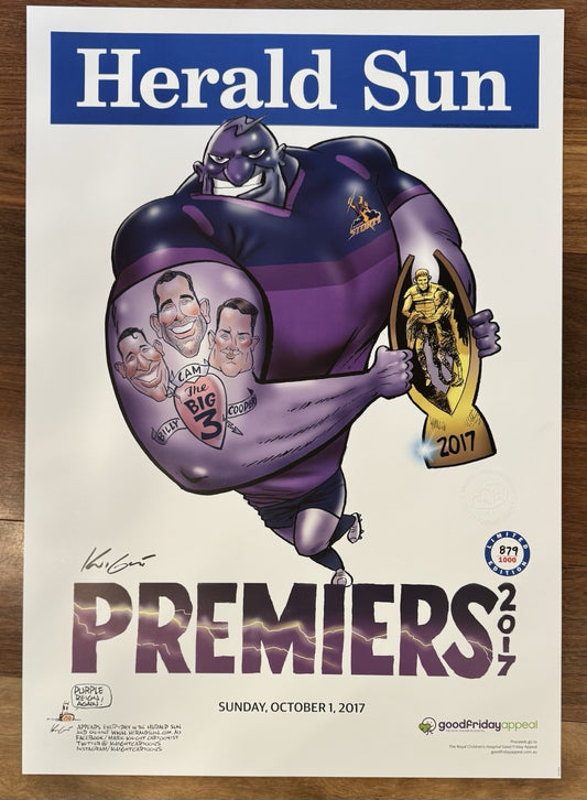 2017 Melbourne Storm Limited Edition Premiers Poster Herald Sun #879 of 1000