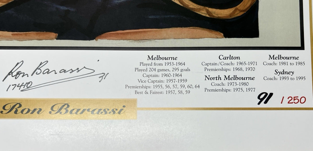 Ron Barassi 50 Years Of Football WegArt Ltd Ed #91/250 Signed