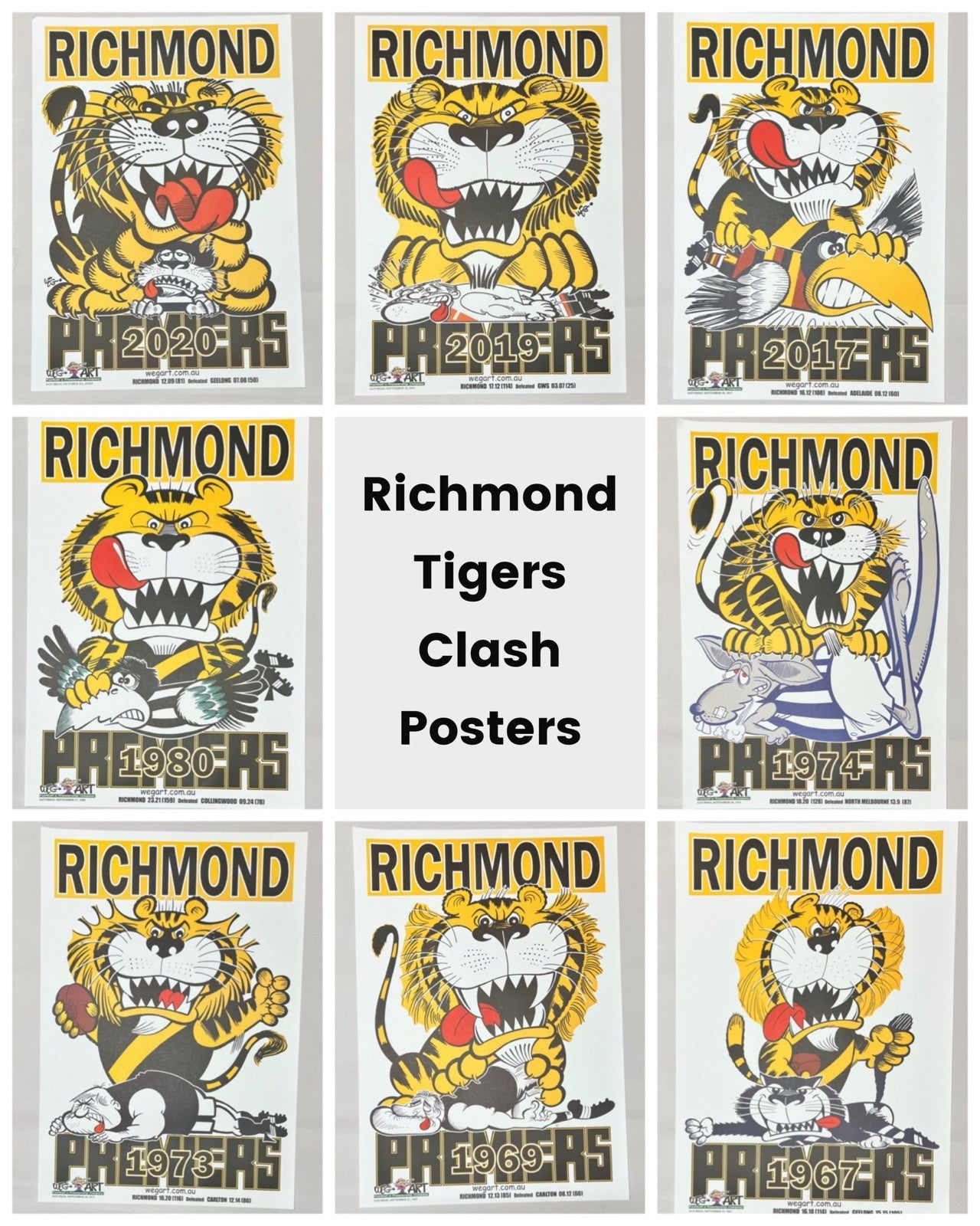 WEG WegArt Clash Posters Richmond Tigers 8 Poster Set