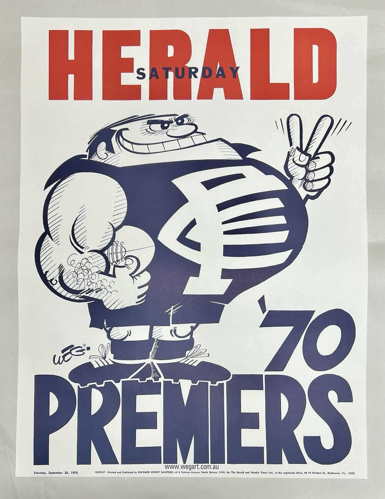 1970 Carlton Blues WEG Premiers Poster - REPRINT