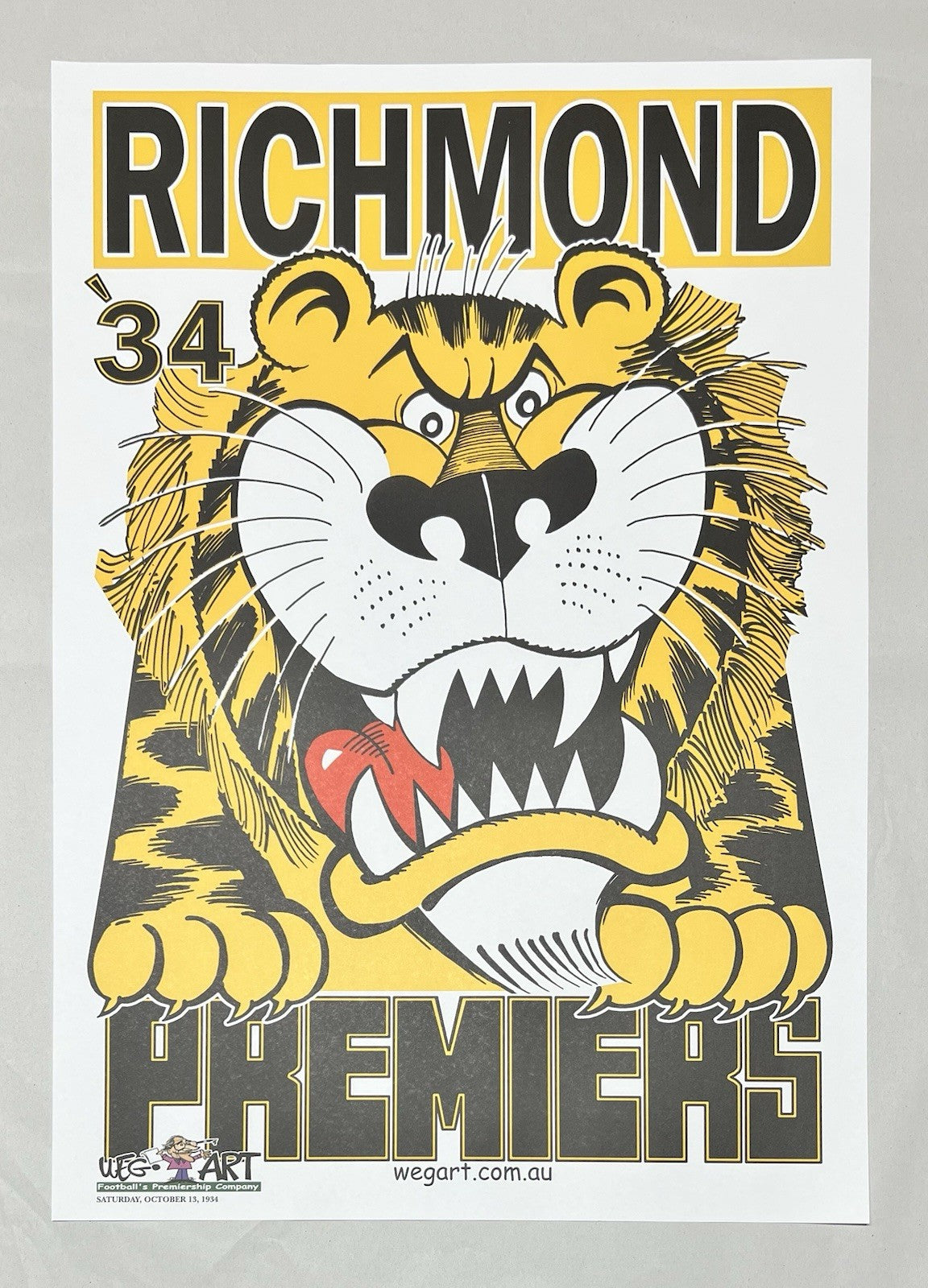 1934 Richmond Tigers WegArt WEG Premiers Poster