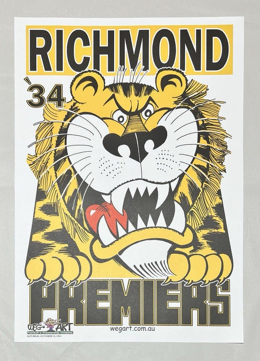 1934 Richmond Tigers WegArt WEG Premiers Poster